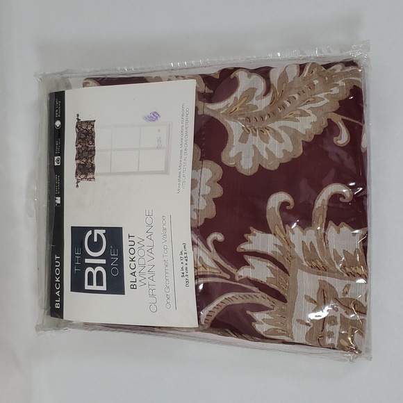 The Big One Floral Blackout Window Valance ~ 54" x 17" ~ Maroon - Picture 2 of 9